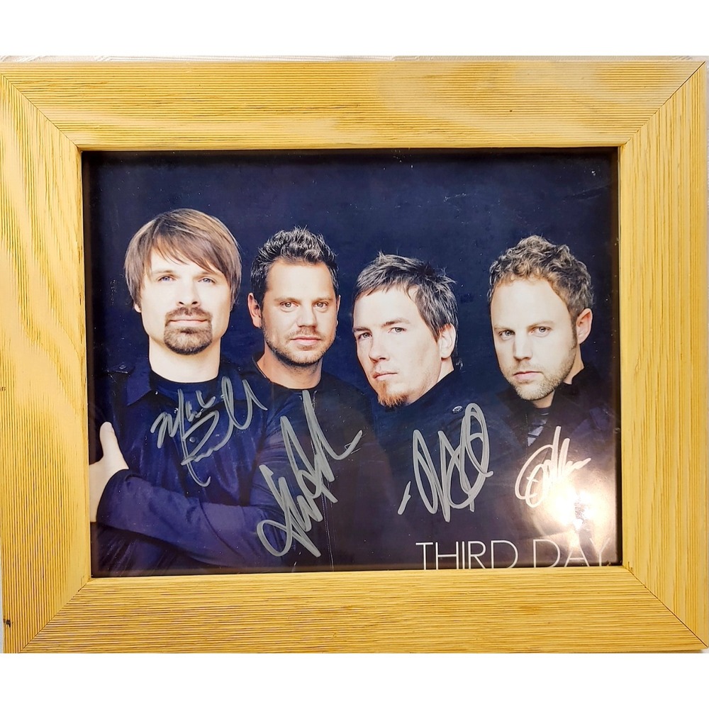Third Day Autograph Signed 8x10 Framed Photo Mac Powell Mark Lee David Carr Tai